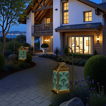 Art Deco Blue Solar Lantern - Splash of Color Co.