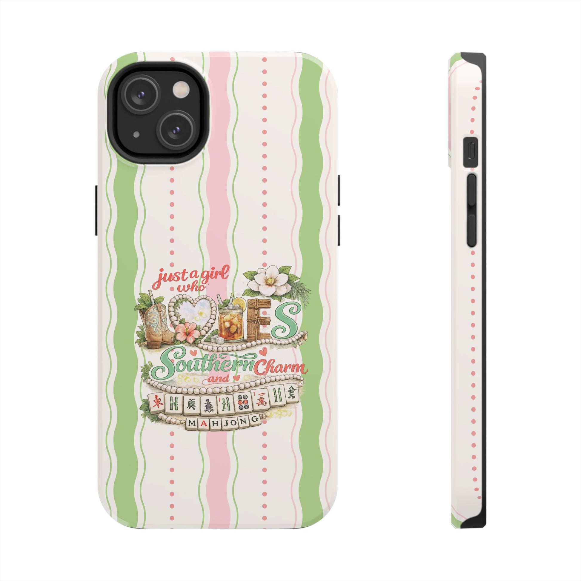 Just a Girl, Who Loves Southern Charm and Mahjong Preppy Pastel Phone Cases - Splash of Color Co.