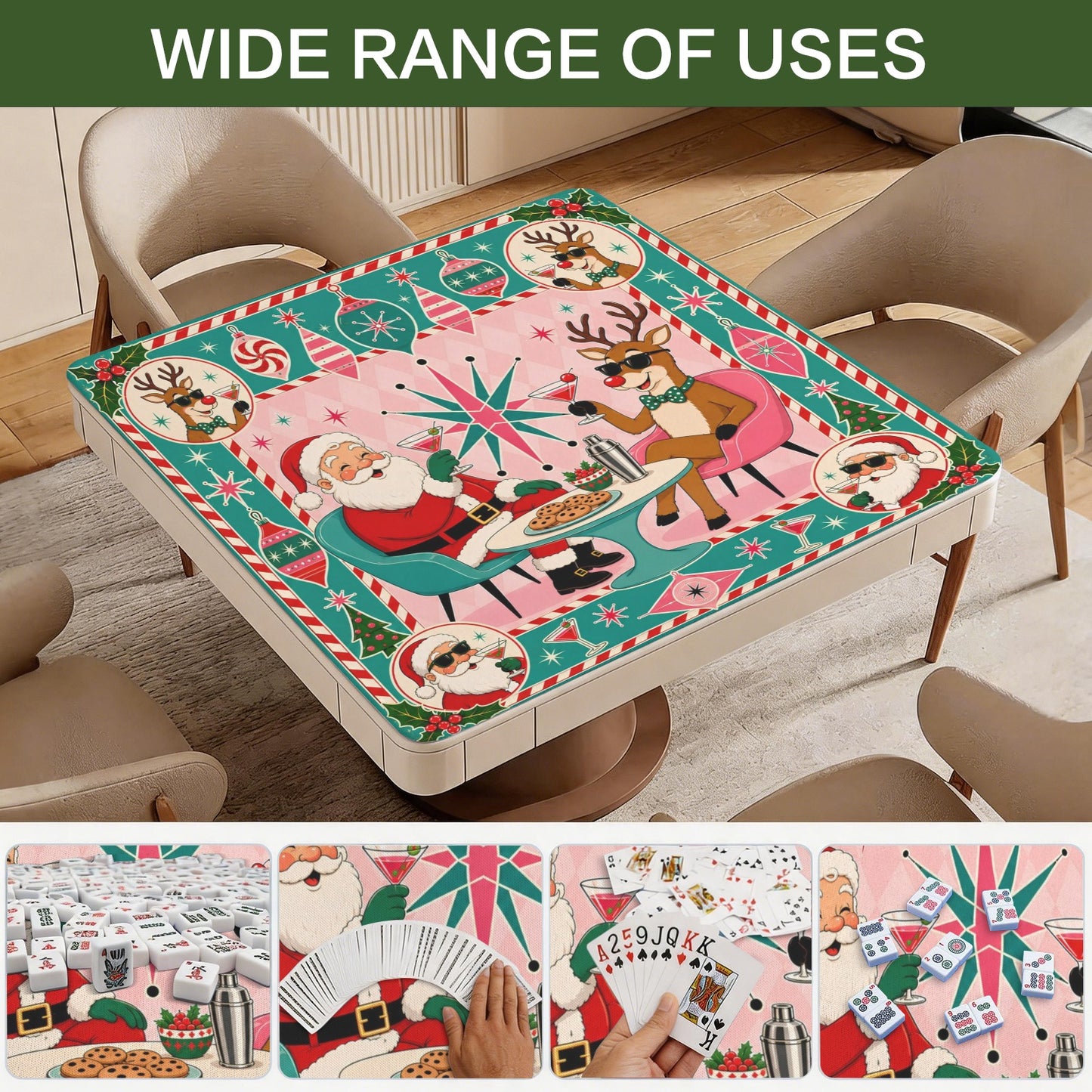 Santa's Working Hard Shop Mahjong Christmas Mat