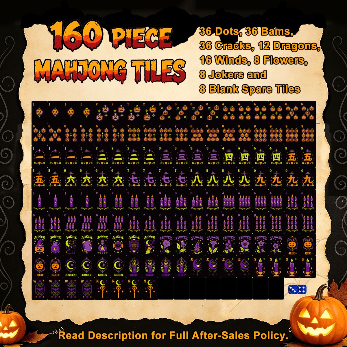Witchey Poo Black Cat Engraved Mahjong Tiles With Carry Case - Splash Of Mahj And Color Co.