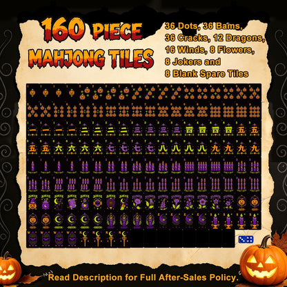 Witchey Poo Black Cat Engraved Mahjong Tiles With Carry Case - Splash Of Mahj And Color Co.