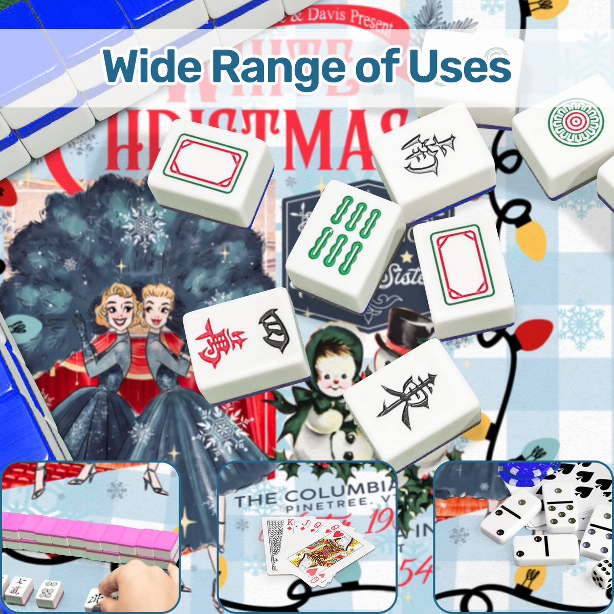 White Christmas The Haynes Sisters Sisters Mahjong Mat - Splash Of Mahj And Color Co.