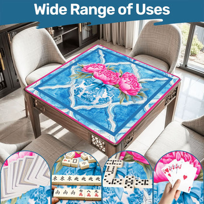 Mahjong Chinoiserie Mat, Pink Blue, The Peony - Powered Prosperity Pad - Splash of Color Co.