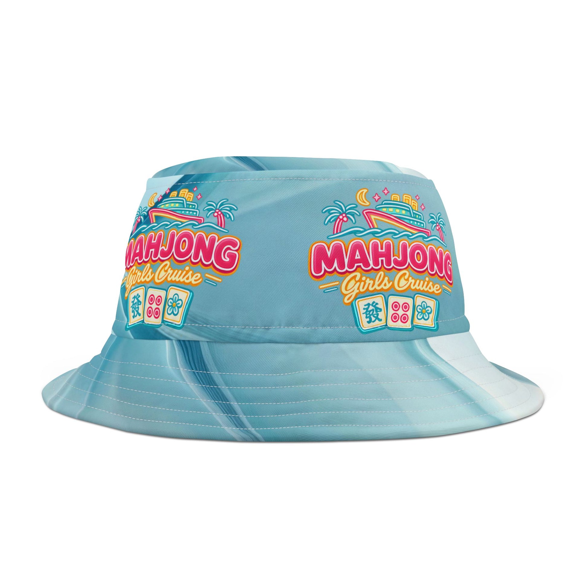 Mahjong Girl’s Cruise Bucket Hat — Retro Neon Mahjong Cruise - Splash of Color Co.
