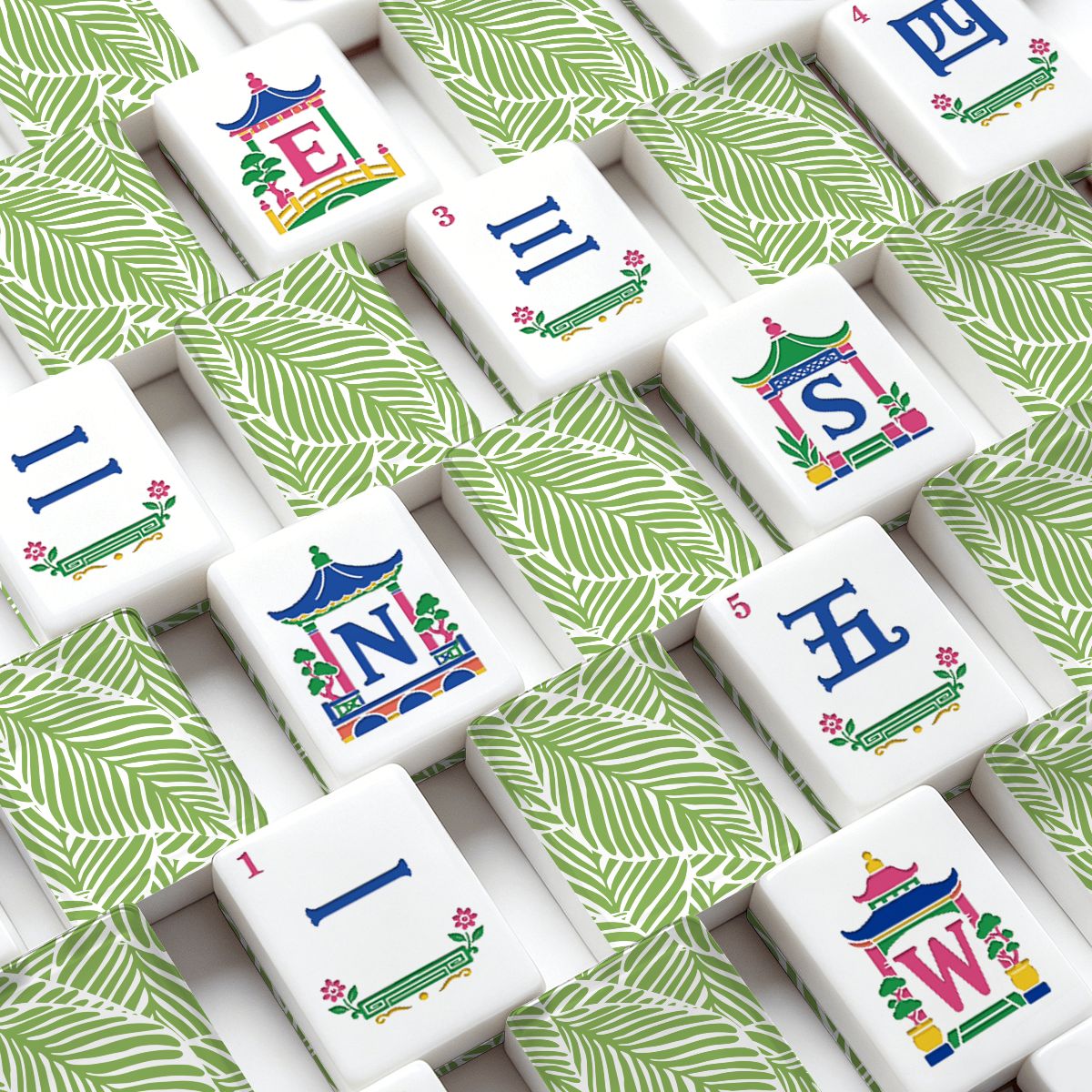 Tropical Paradise American Mahjong Chinoiserie Pastel Tiles And Carry Case - Splash Of Mahj And Color Co.