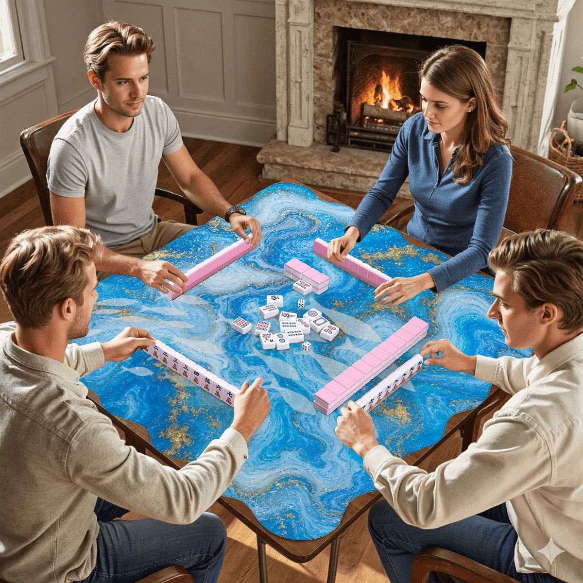 Aruba Oceanic Scalloped Mahjong Mat - Splash Of Mahj And Color Co.