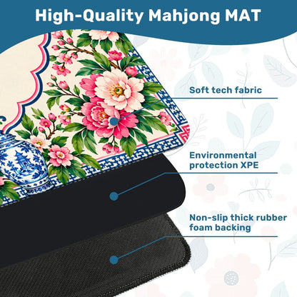 Garden Party Chinoiserie Blue Pink Mahjong Mat