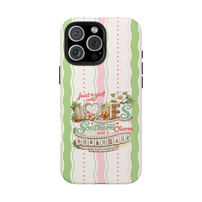 Just a Girl, Who Loves Southern Charm and Mahjong Preppy Pastel Phone Cases - Splash of Color Co.