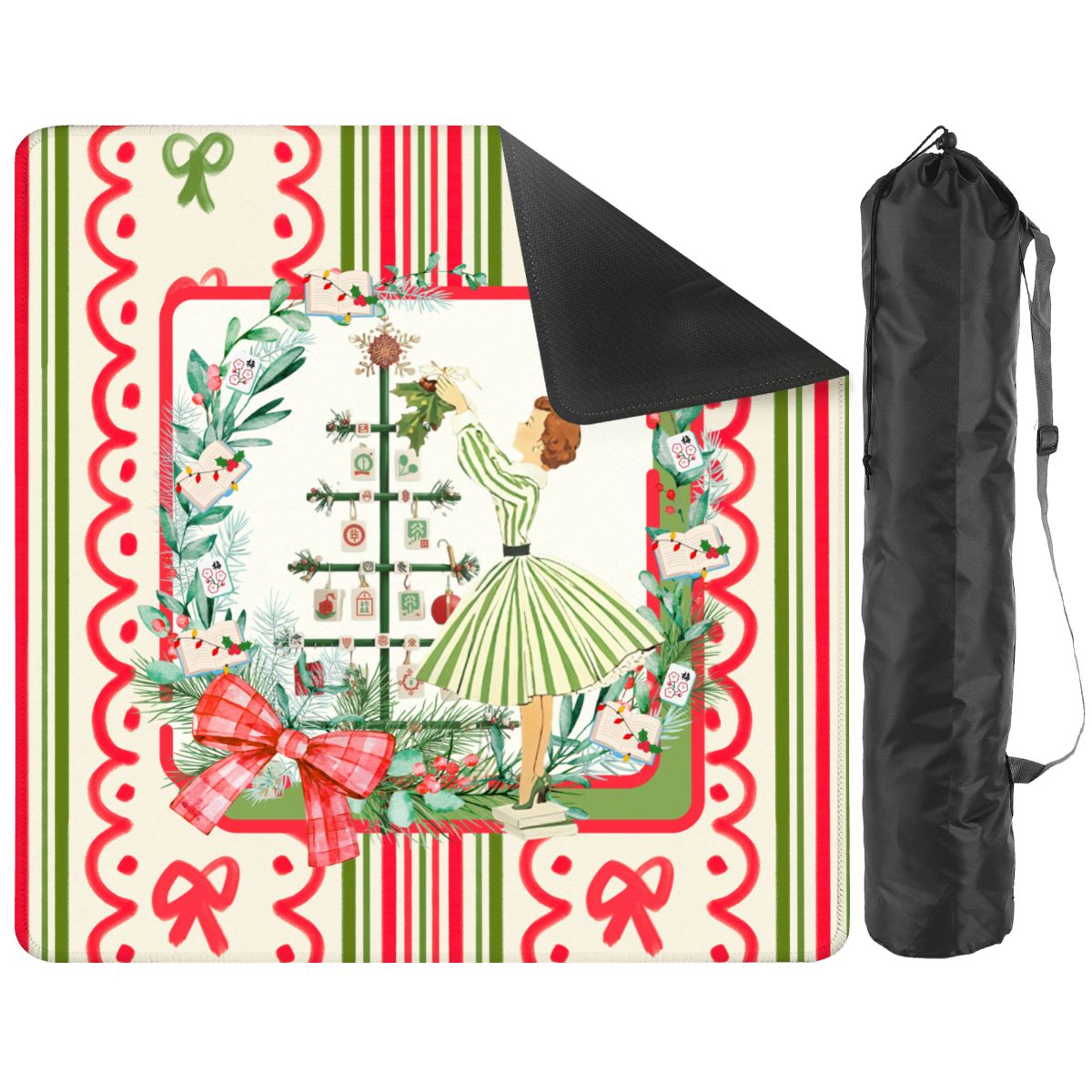 Mahjong Christmas Mat, Books Nooks Nostalgic Vintage Christmas - Splash of Color Co.