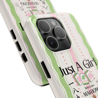 Just A Girl Who Loves Mahjong Phone Case | Mahjong Tiles Pattern - Splash of Color Co.