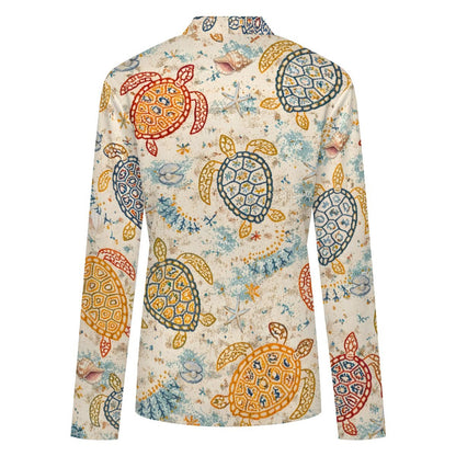 Off the Amalfi Coast Turtle Women's V Neck Lightweight Cardigan - Splash of Color Co.