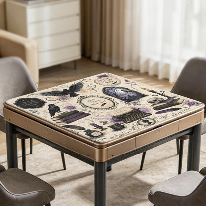 Poe Gothic Halloween Stitched-Edge Mahjong Table Mat 33" x 33"
