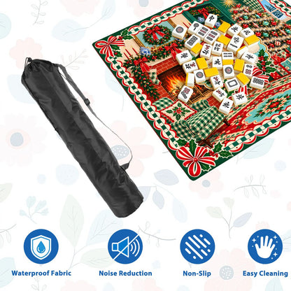 Nostalgic Modcentric Santa Christmas Mahjong Mat Sleek Surface