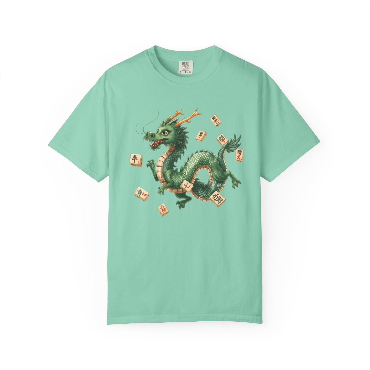 Mahjong Dragon T-Shirt — Vintage Green Dragon Mahjong Tiles Tee - Splash of Color Co.