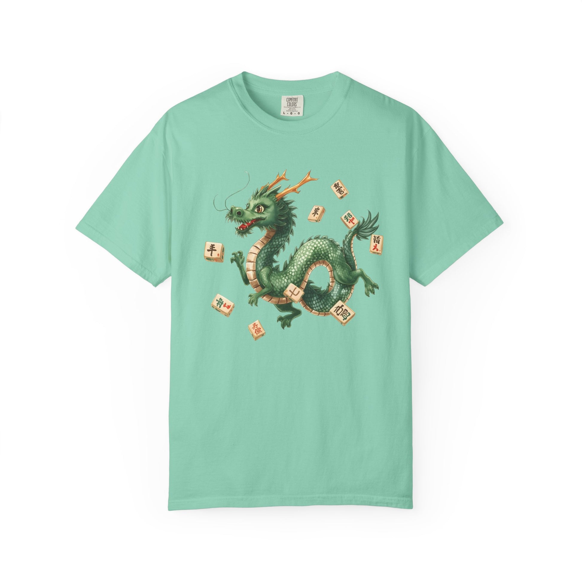 Mahjong Dragon T-Shirt — Vintage Green Dragon Mahjong Tiles Tee - Splash of Color Co.