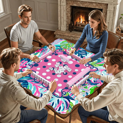 Preppy Whimsical Pastel Polka Dots Scalloped Mahjong Mat - Splash of Color Co.