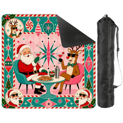 Santas Hard At Work Shop Christmas Mahjong Mat - Splash Of Mahj And Color Co.