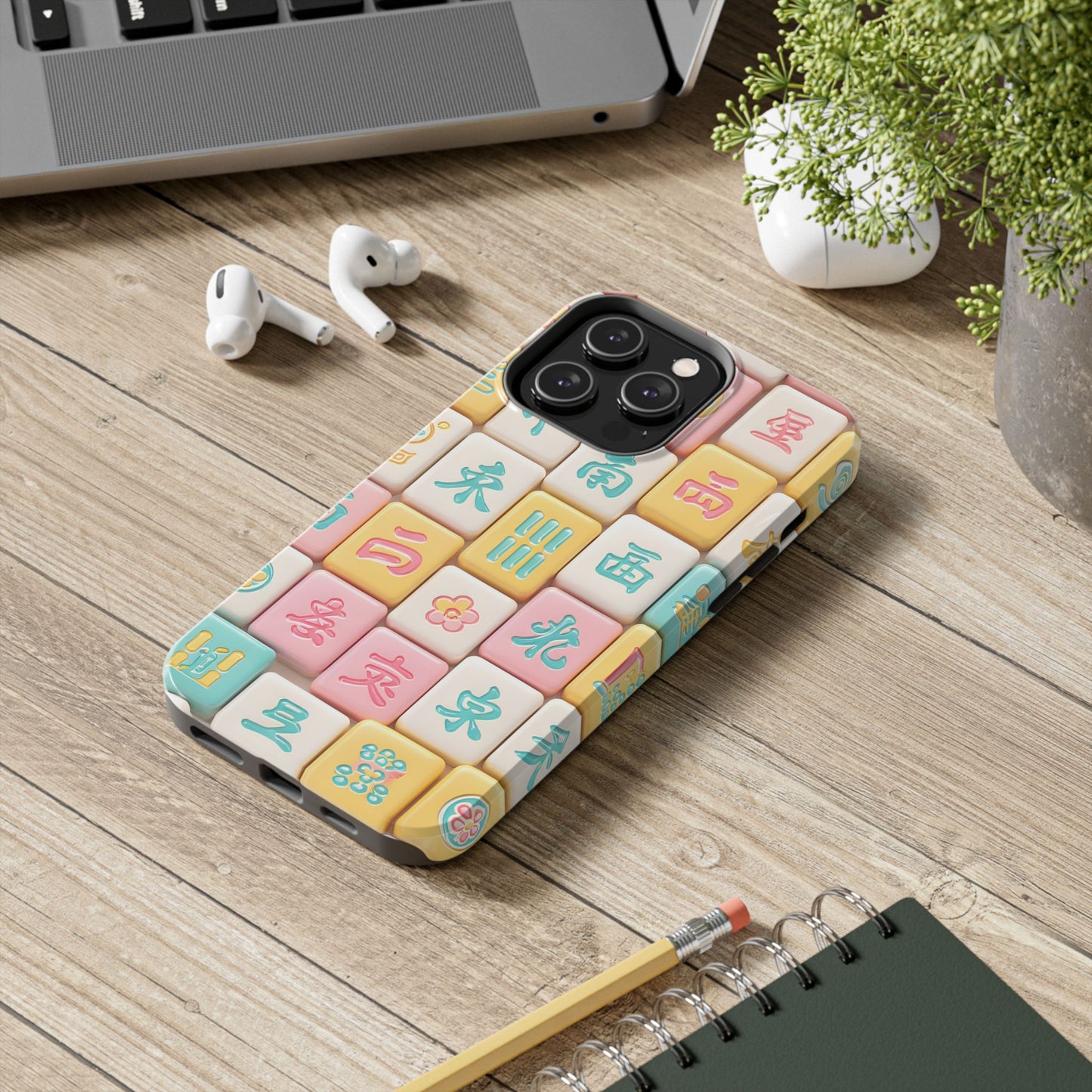 Pastel Mahjong Tile Phone Case | Cute Asian Game Pattern, Durable Protective Case - Splash of Color Co.