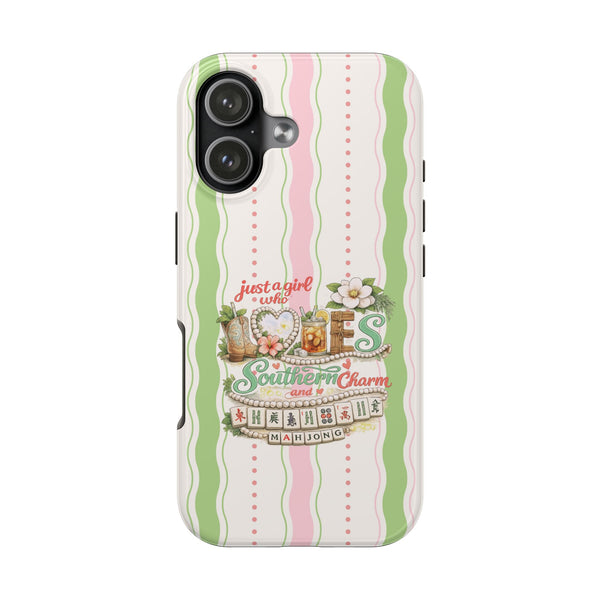 Just a Girl, Who Loves Southern Charm and Mahjong Preppy Pastel Phone Cases - Splash of Color Co.