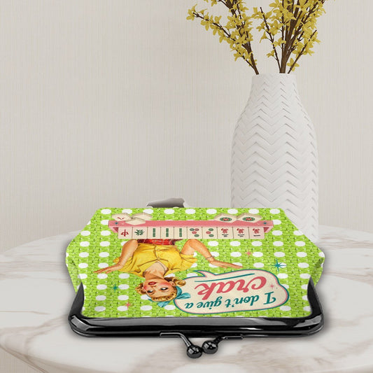 Mahjong Coin Purse, Funny I Don't Give A Crak Kisslock Style - Splash Of Mahj And Color Co.