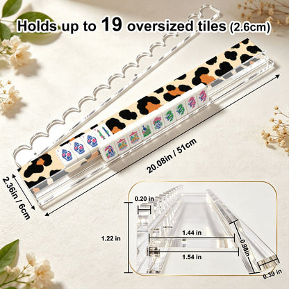 Leaopard Print Wild Thing Extended Mahjong Rack Set of 4 Scalloped Magnetic Tile Pusher - Splash Of Mahj And Color Co.