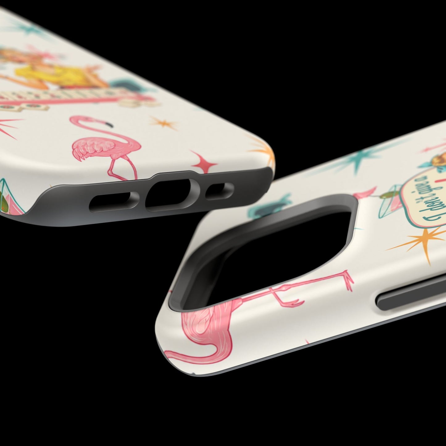 Funny Mahjong Tropical Flamingo Phone Case — “I Don’t Give a Crak” Magnetic Impact-Resistant Case