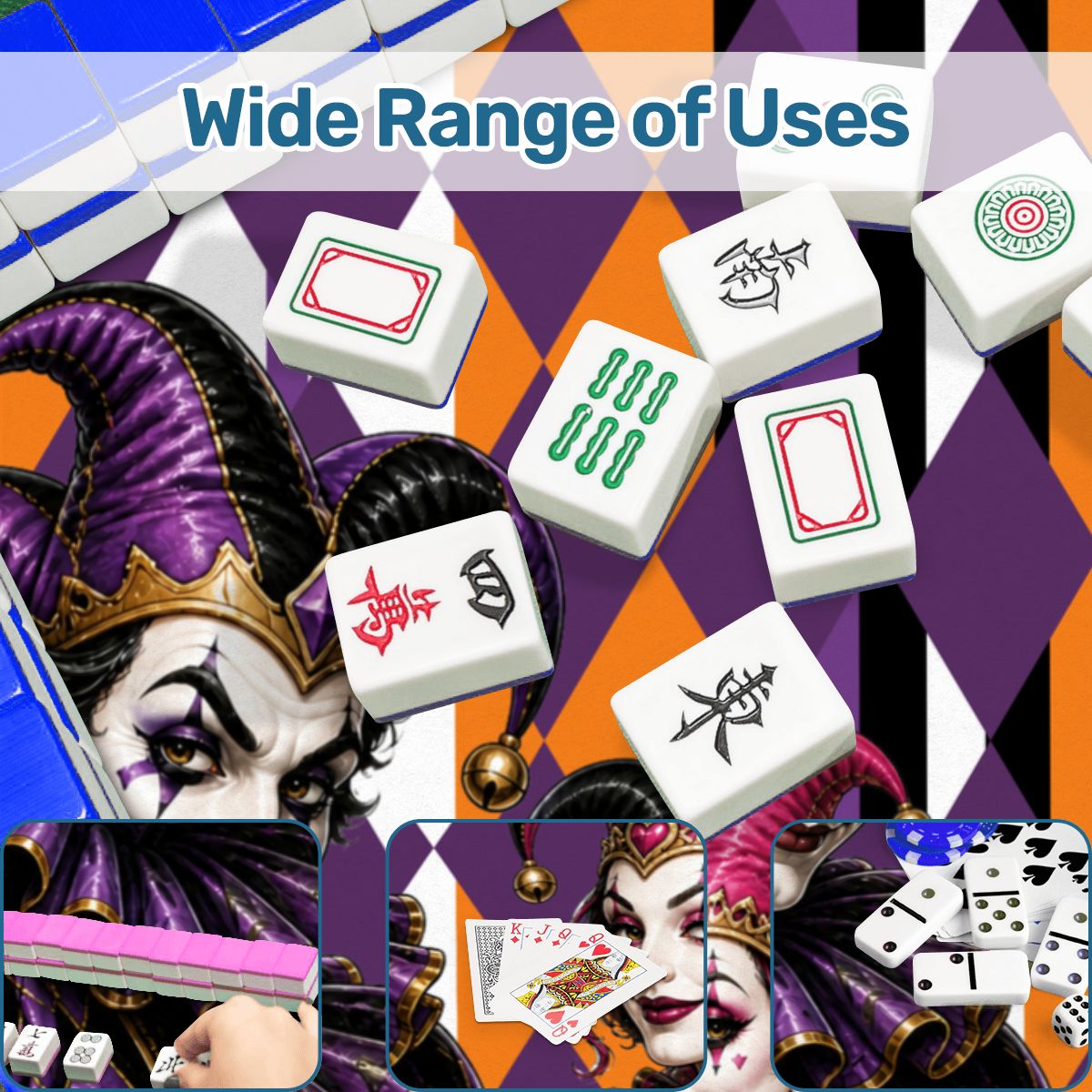 Mahjong Halloween Joker Jesters Harlequin Designed Mahj Mat