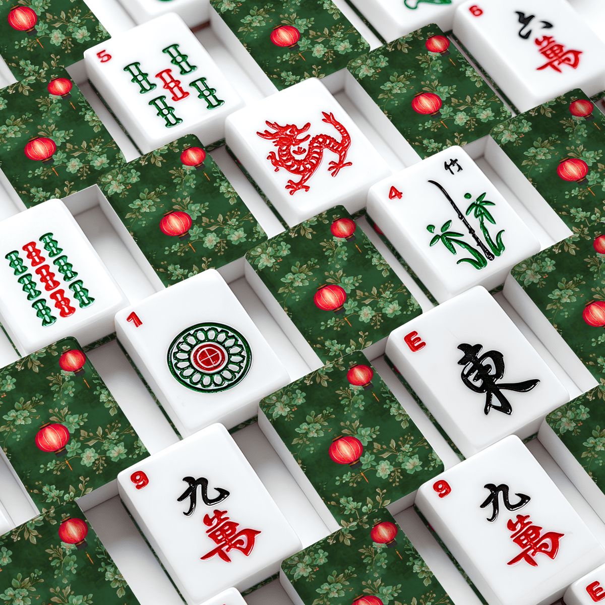 Chinese Lanterns American Mahjong Tiles And Carry Bag Set - Splash of Color Co.