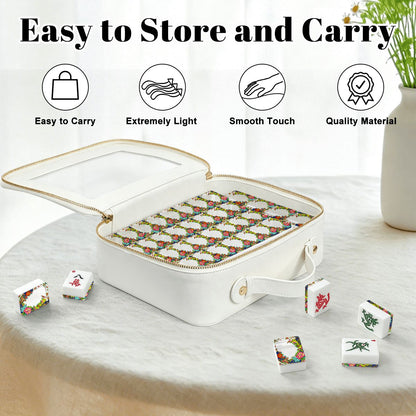 Tobacco Leaf Floral Chinoiserie American Mahjong Tiles And Carry Case - Splash of Color Co.