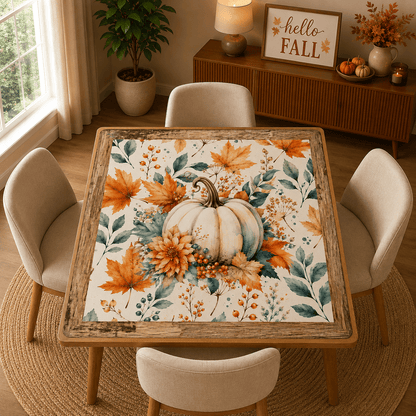 Falling For Fall Watercolor Pumpkin Mahjong Mat