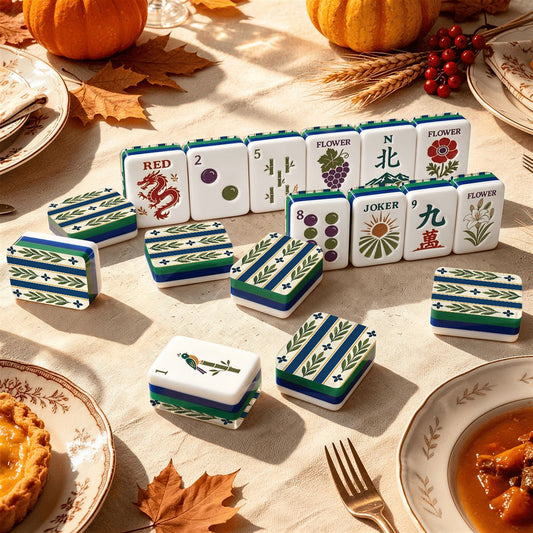 Tuscan Mediterranean Olive Grove Botanical American Mahjong Tiles With Carry Case - Splash Of Mahj And Color Co.