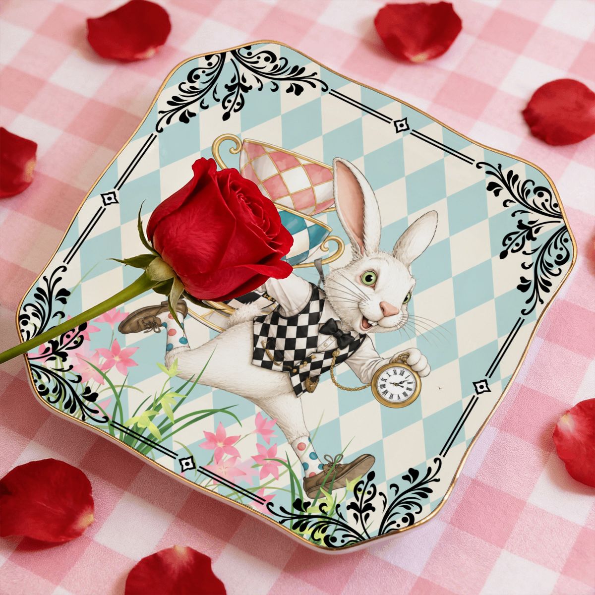 Go Ask Alice Scalloped Ceramic Mahjong Dice Tray