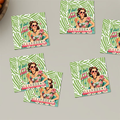 I Don't Give A Crak Mahjong Square Ceramic Coasters 6 pcs - Splash Of Mahj And Color Co.