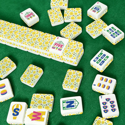 Lady Bug Luck Mod Daisy Flower Mahjong Garden Style Engraved Tiles And Carry Case