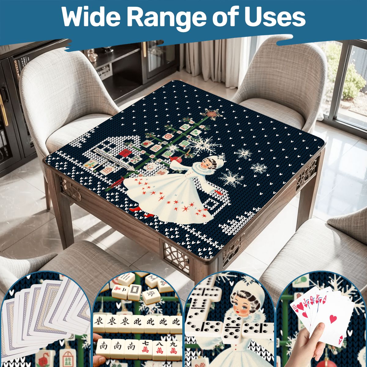 Sweater Weather Nostalgic Whimsical Christmas Mahjong Mat - Splash of Color Co.