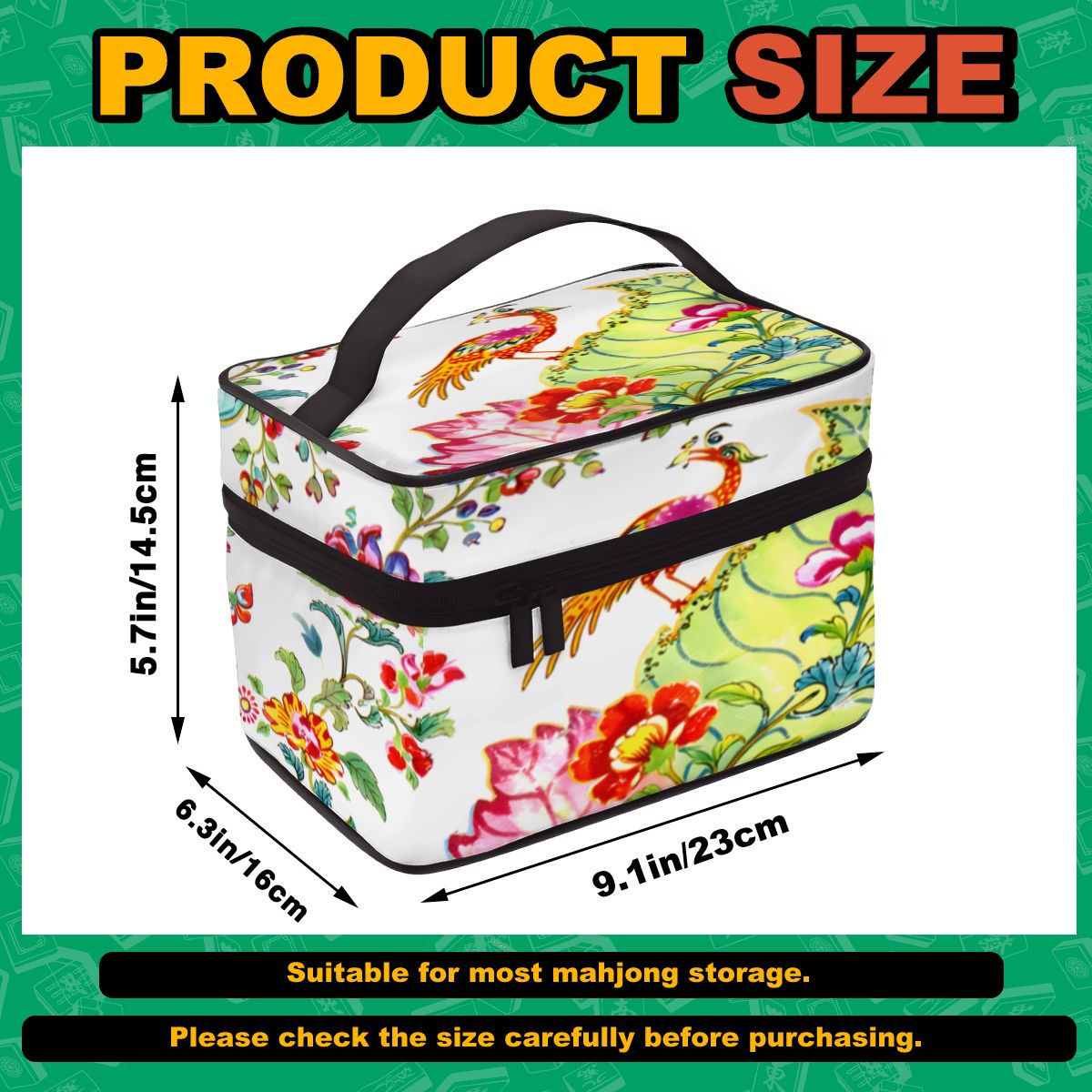 Tobacco Leaf Watercolor Designed Portable Mahjong Tile Bag