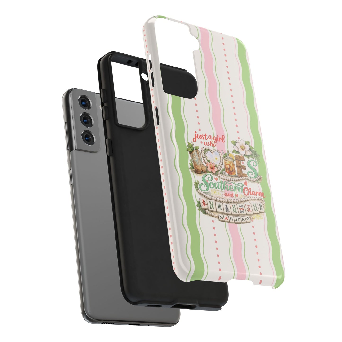 Just a Girl, Who Loves Southern Charm and Mahjong Preppy Pastel Phone Cases - Splash of Color Co.