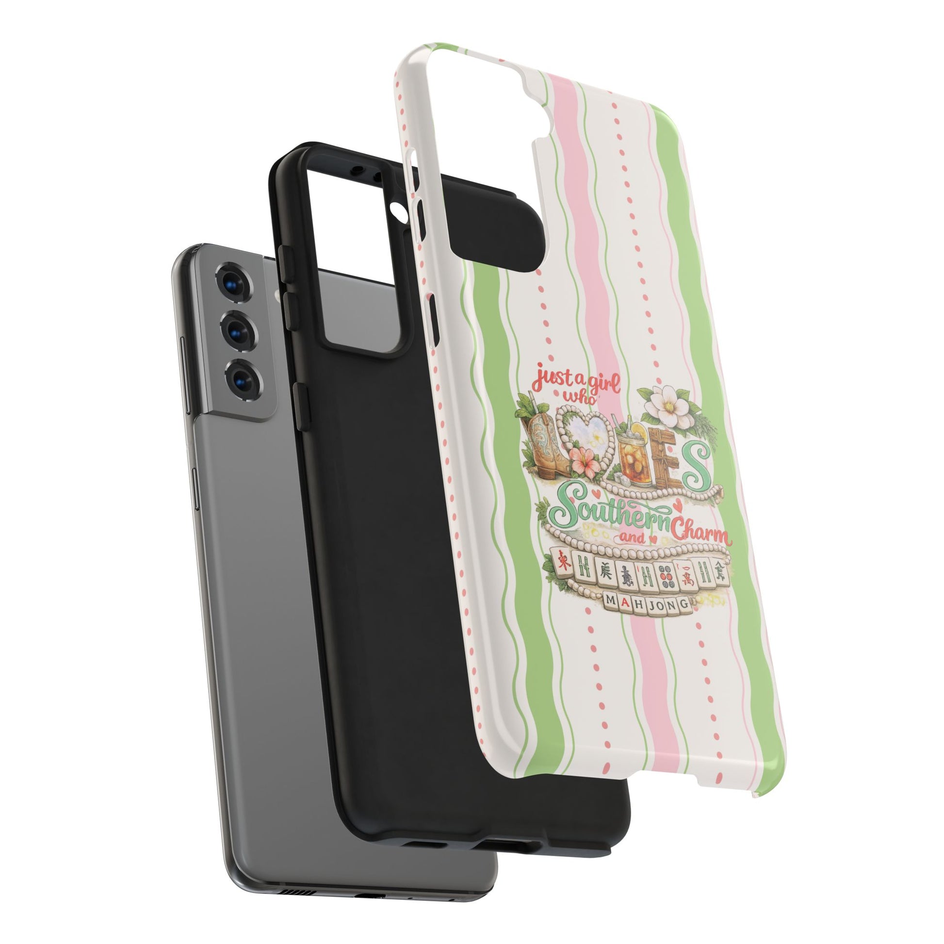 Just a Girl, Who Loves Southern Charm and Mahjong Preppy Pastel Phone Cases - Splash of Color Co.