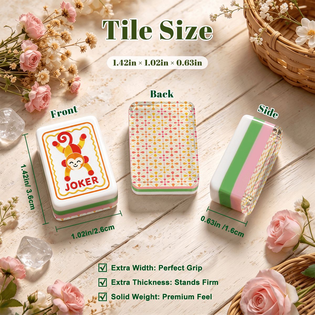 Modern Scandinavian Folk American Mahjong Tiles 4 Layer Acrylic With Carry Case - Splash Of Mahj And Color Co.