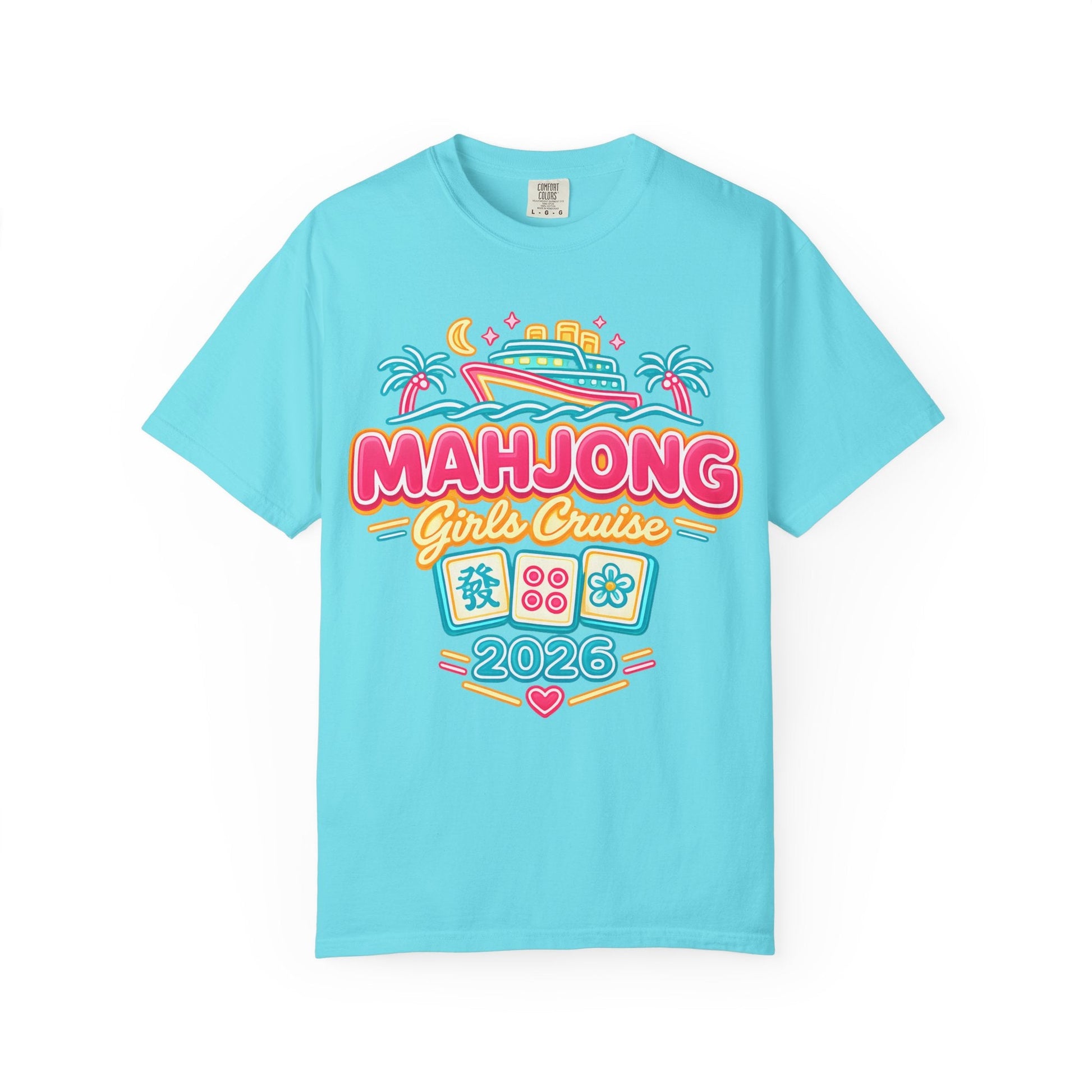 Mahjong Girls Cruise 2026 Group T-Shirt | Mahjong Tiles, Tropical Cruise Design - Splash of Color Co.