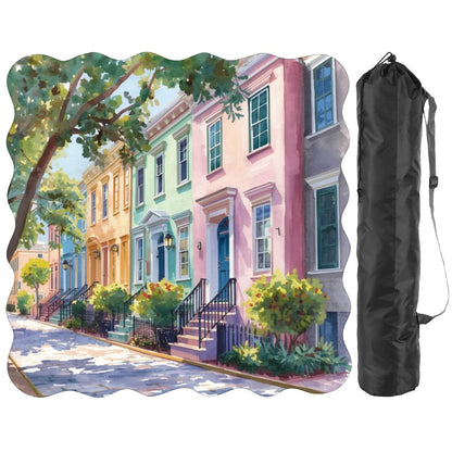Charleston South Carolina Rainbow Row Dainty Scalloped Mahjong Mat - Splash of Color Co.