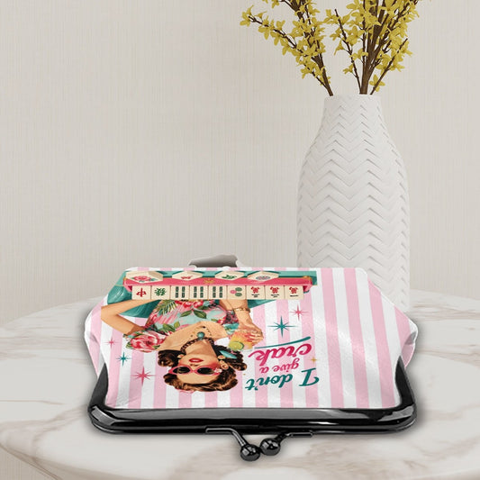 Mahjong Gift, Funny I Don't Give A Crak Women's Kiss Lock Coin Purse - Splash Of Mahj And Color Co.