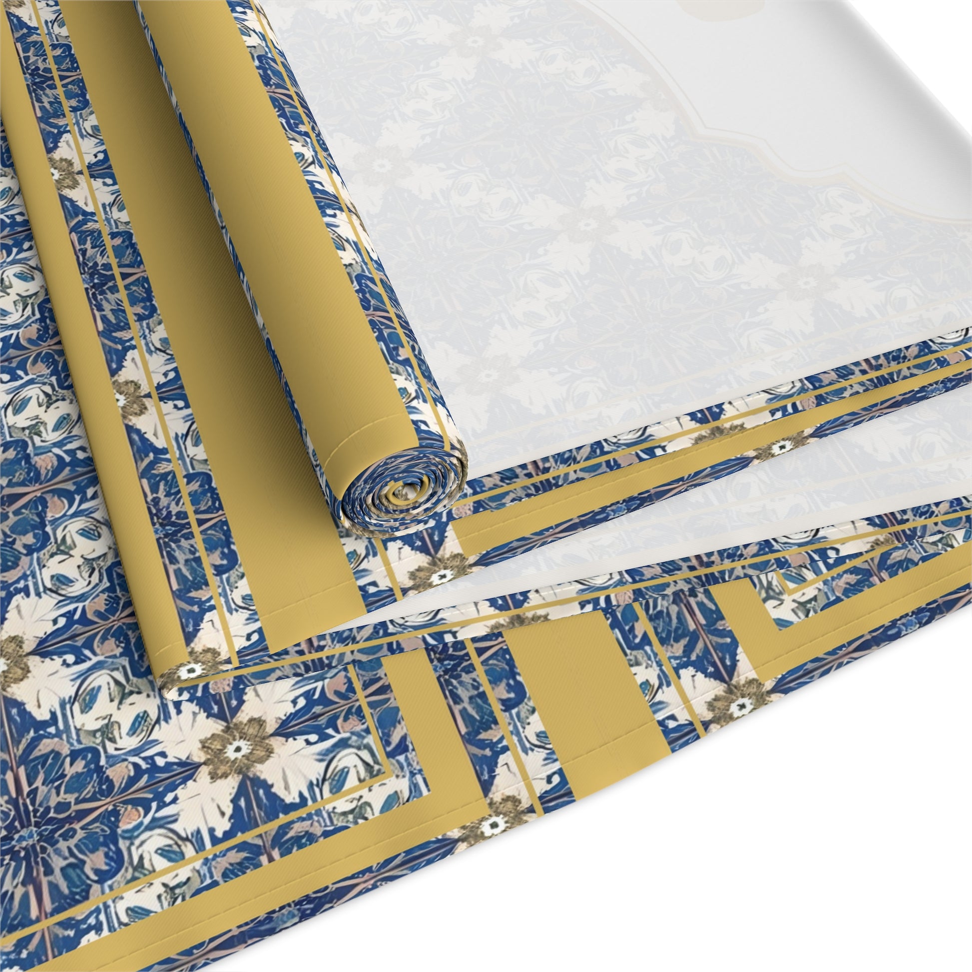 Chai Royale Jewish Designed Table Runner — Blue & Gold Jewish Dining Decor - Splash of Color Co.