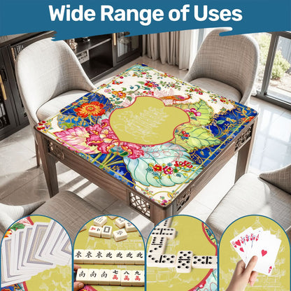 Asian Chinoiserie Tobacco Leaf Mahjong Mat - Splash of Color Co.