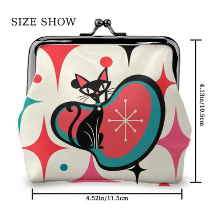 The CAT'S Meow Women's Leather Kiss Lock Coin Purse - Splash Of Mahj And Color Co.
