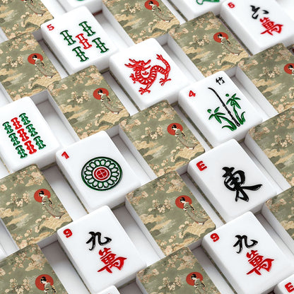 Geisha Girl Asian American Mahjong Tiles And Bag Set - Splash of Color Co.