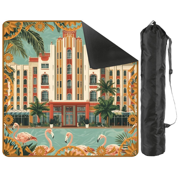 Art Deco Old World Florida Flamingo Row Mahjong Mat - Splash of Color Co.