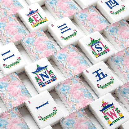 Chinoiserie Cotton Candy Dreams American Engraved Mahjong Tiles And Carry Case - Splash Of Mahj And Color Co.