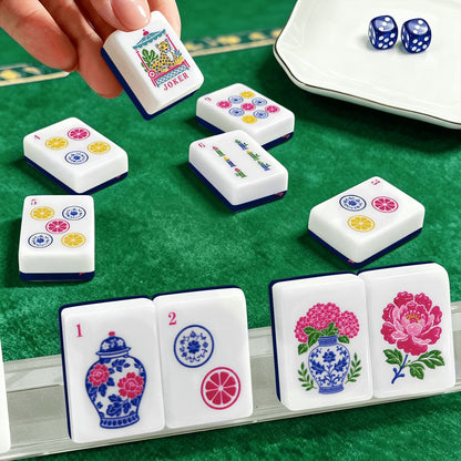 Royal Blue Butterfly Chinoiserie Engraved Mahjong Tiles And Carry Case - Splash Of Mahj And Color Co.