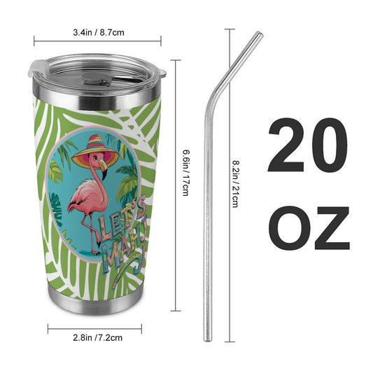 Tropical Flamingo, Let's Mahj 20oz Tumbler with Lid and Straw - Splash of Color Co.